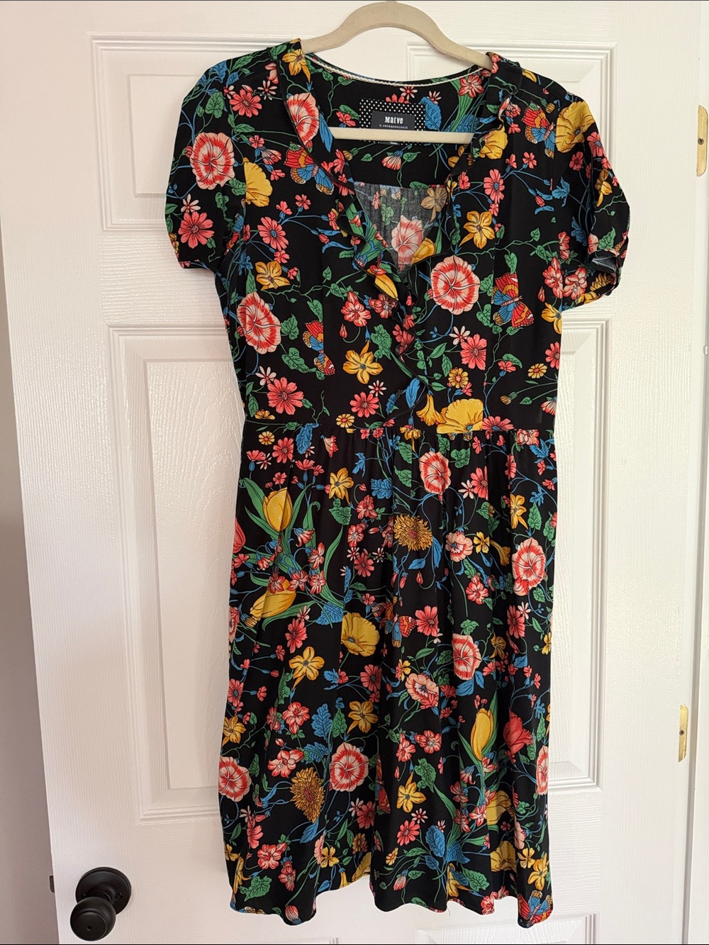 Maeve Black Anthropologie Bloedel Floral Midi Dress size 8